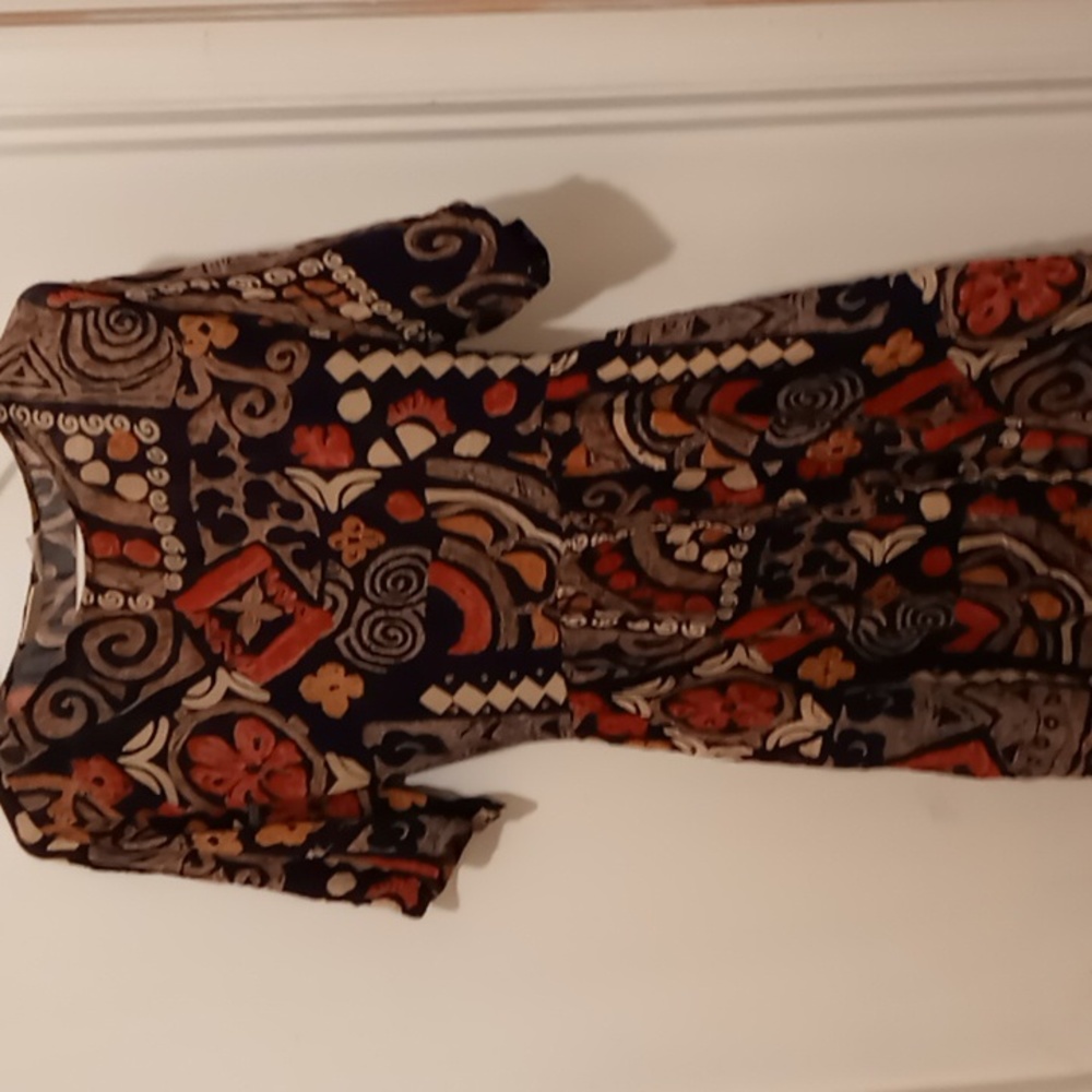 Women's short sleeved Multicolored dress with tie in the back